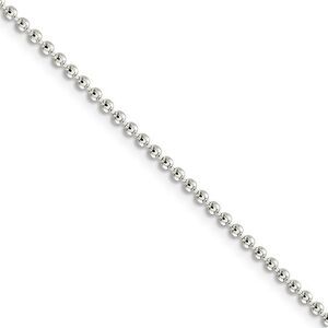 2mm Sterling Silver, Solid Beaded Chain Necklace, 30 Inch
